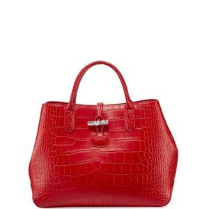 Longchamp Roseau Croco Medium Tote Bag